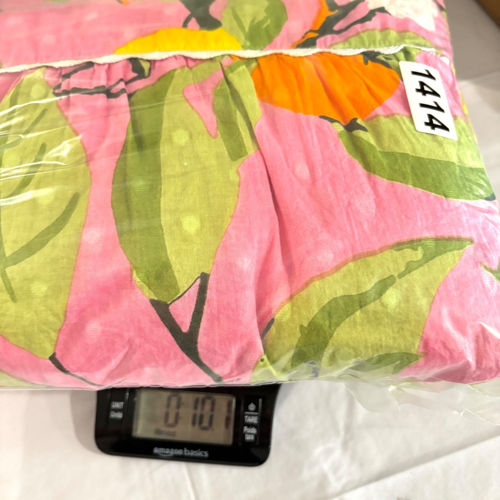 Olivia James The Label Pink Citrus Fruit Print Tiered Maxi Dress Ric Rac Trim XS - Picture 10 of 10